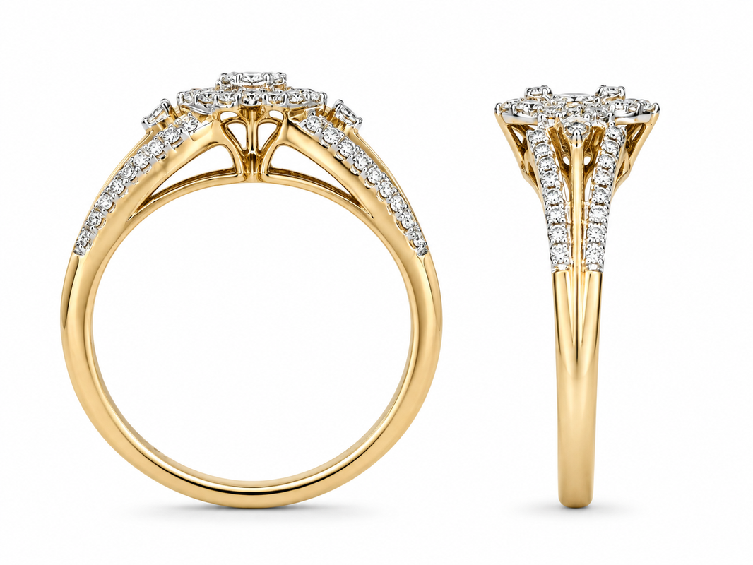 10K Yellow Gold Women's Ring Pear 0.36 ct Natural Diamond