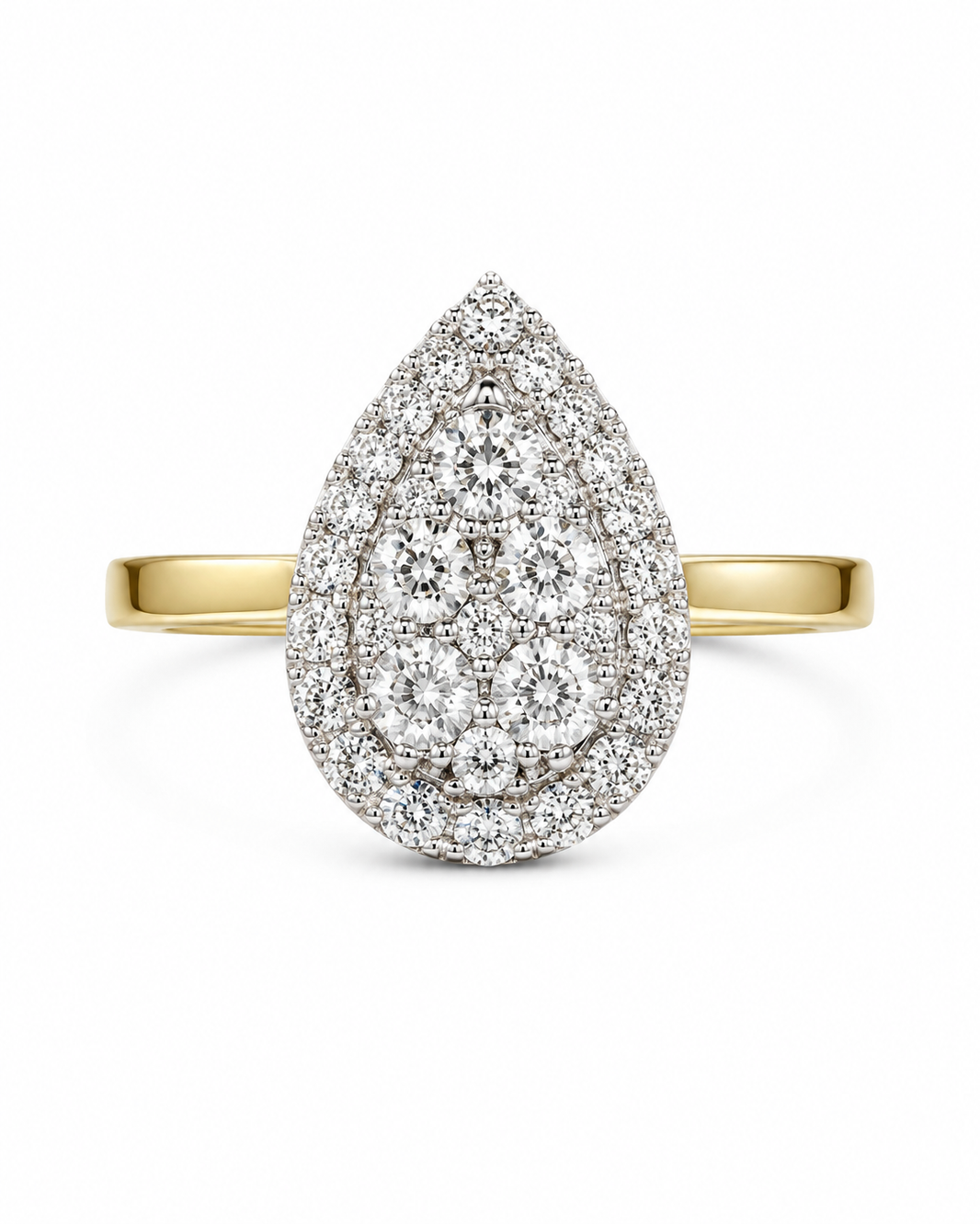 10K Yellow Gold Ring Pear 0.45 ct Natural Diamond