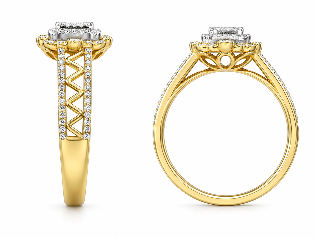 10K Yellow Gold Women's Ring 0.19 ct Natural Diamond