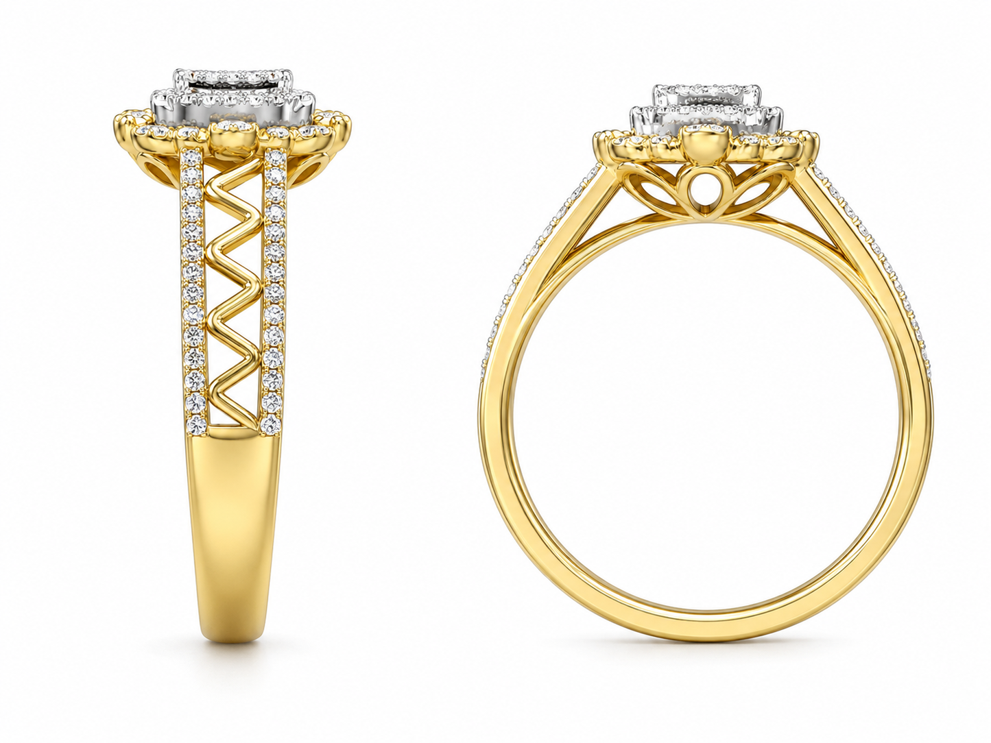 10K Yellow Gold Women's Ring 0.19 ct Natural Diamond