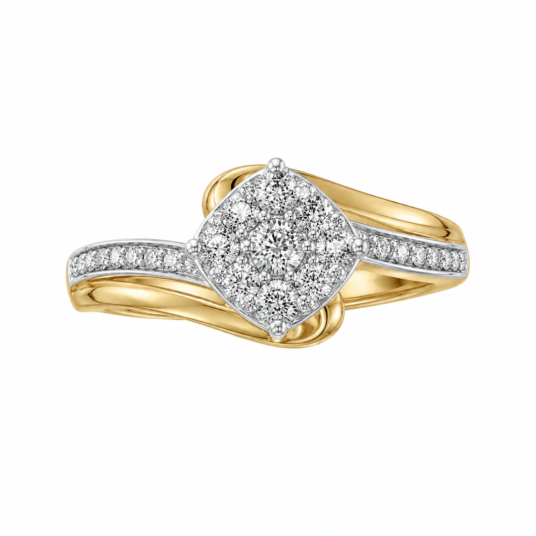 10K Yellow Gold Women's Ring 0.28 ct Natural Diamond