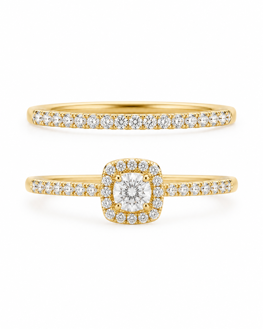 10K Yellow Gold Women's Wedding Set 0.10 ct Natural Diamond