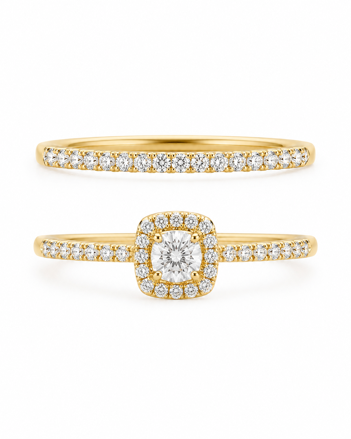 10K Yellow Gold Women's Wedding Set 0.10 ct Natural Diamond