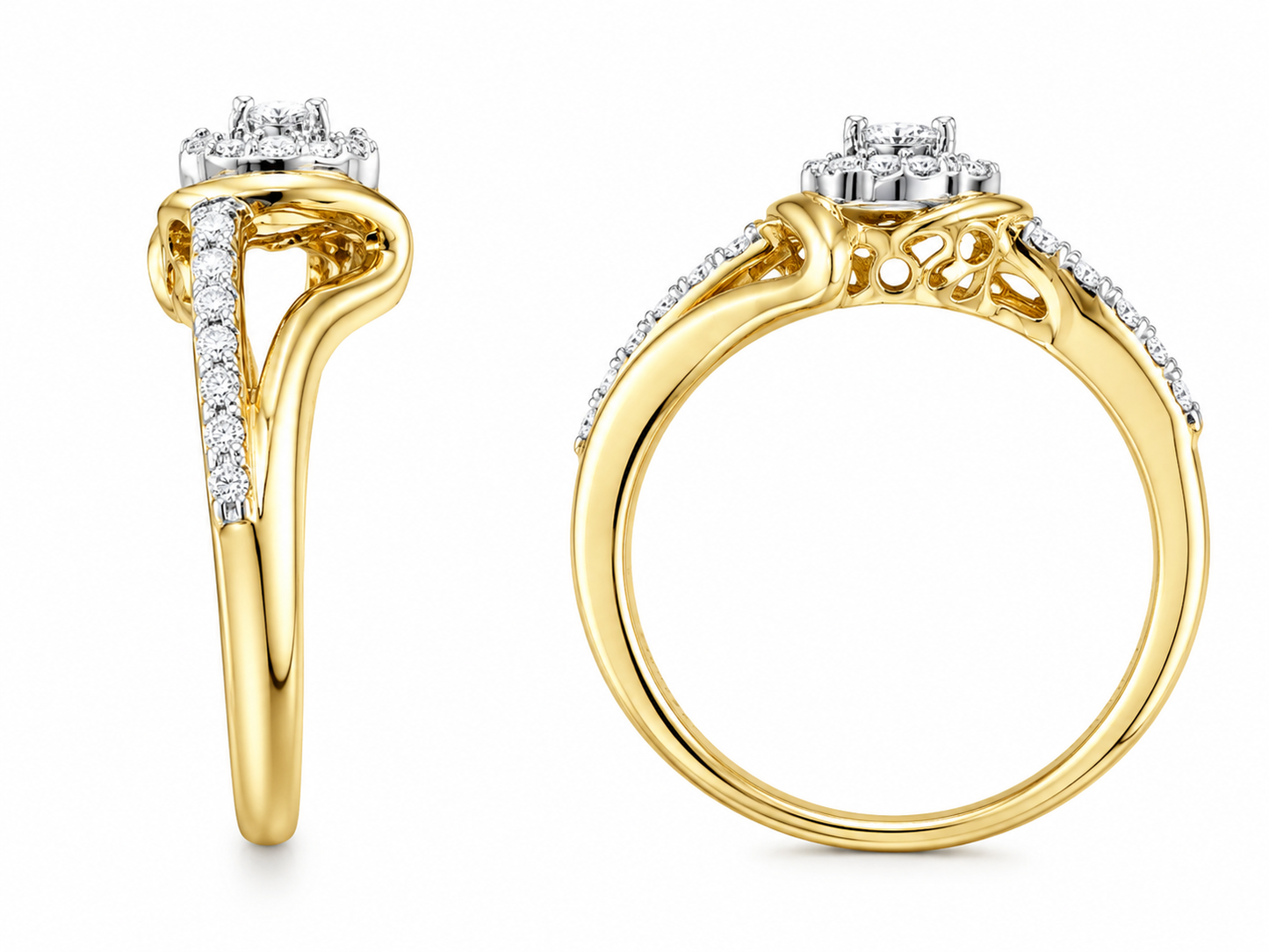 10K Yellow Gold Ring 0.16 ct Natural Diamond