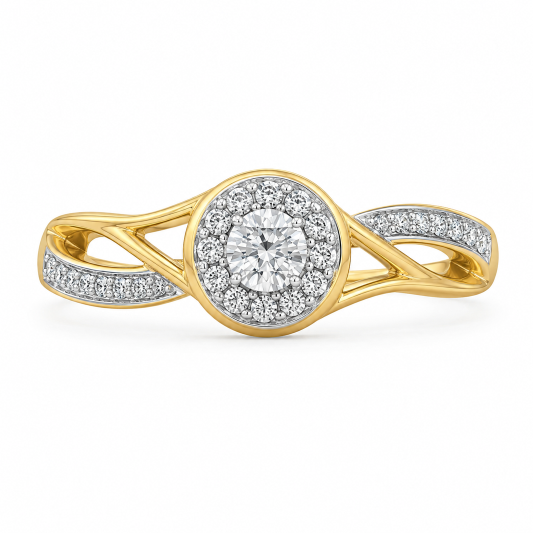 10K Yellow Gold Women's Ring 0.18 ct Natural Diamond