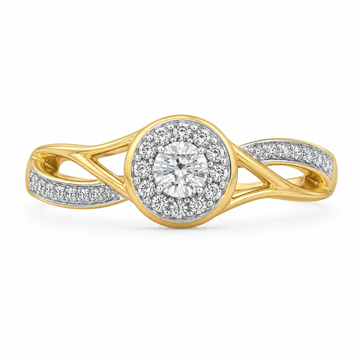 10K Yellow Gold Women's Ring 0.18 ct Natural Diamond
