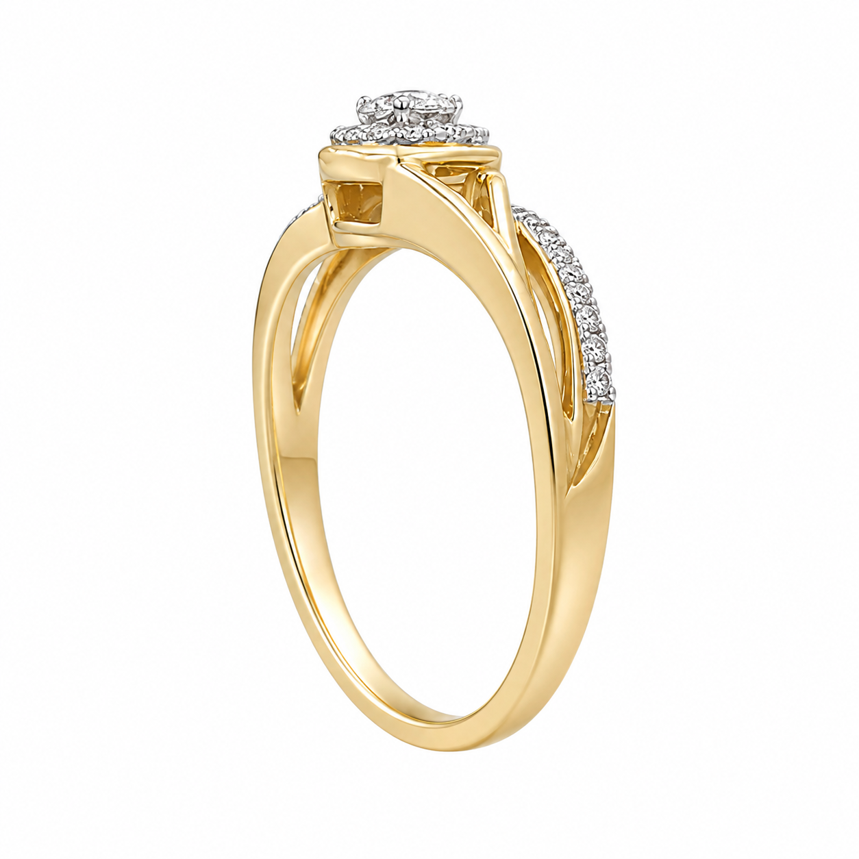 10K Yellow Gold Women's Ring 0.18 ct Natural Diamond