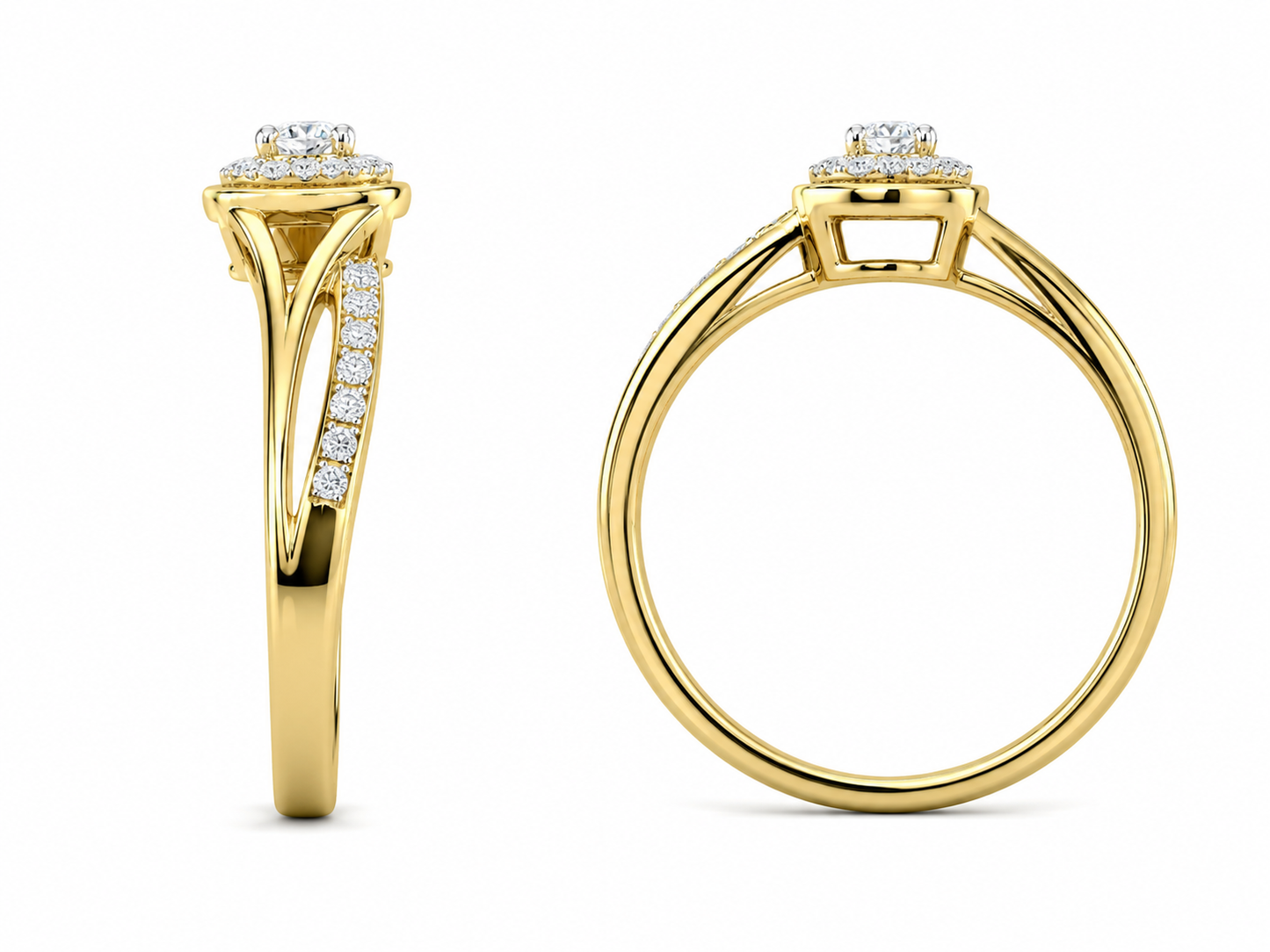10K Yellow Gold Women's Ring 0.18 ct Natural Diamond