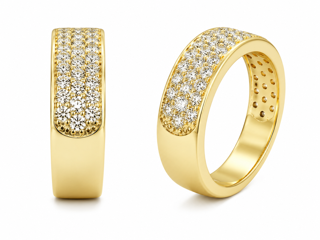 14K Yellow Gold Band 1.35 ct Natural Diamond