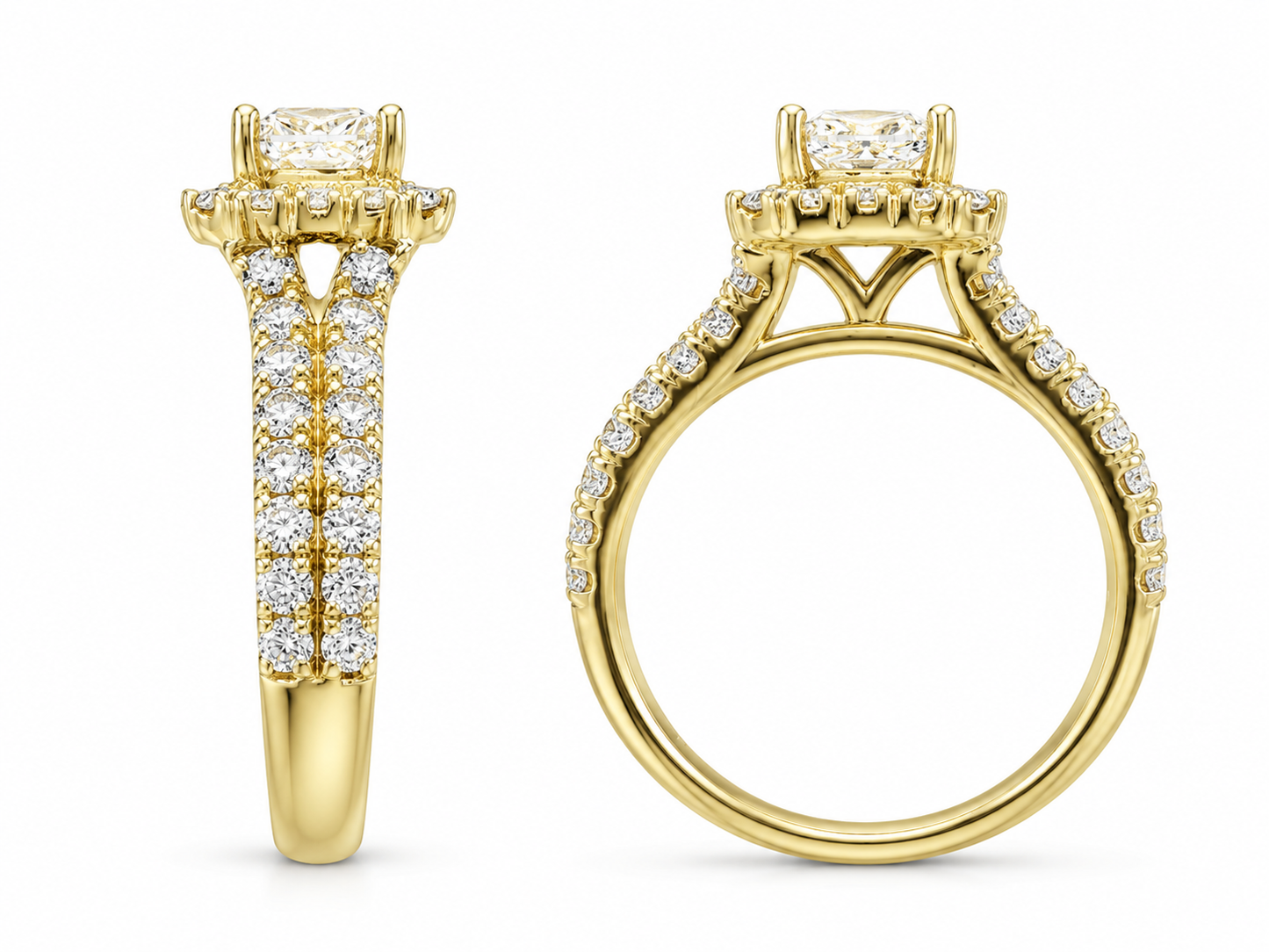 14K Yellow Gold Women's Ring Princess 1.50 ct Natural Diamond
