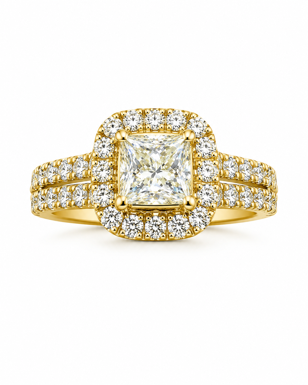 14K Yellow Gold Women's Ring Princess 1.50 ct Natural Diamond