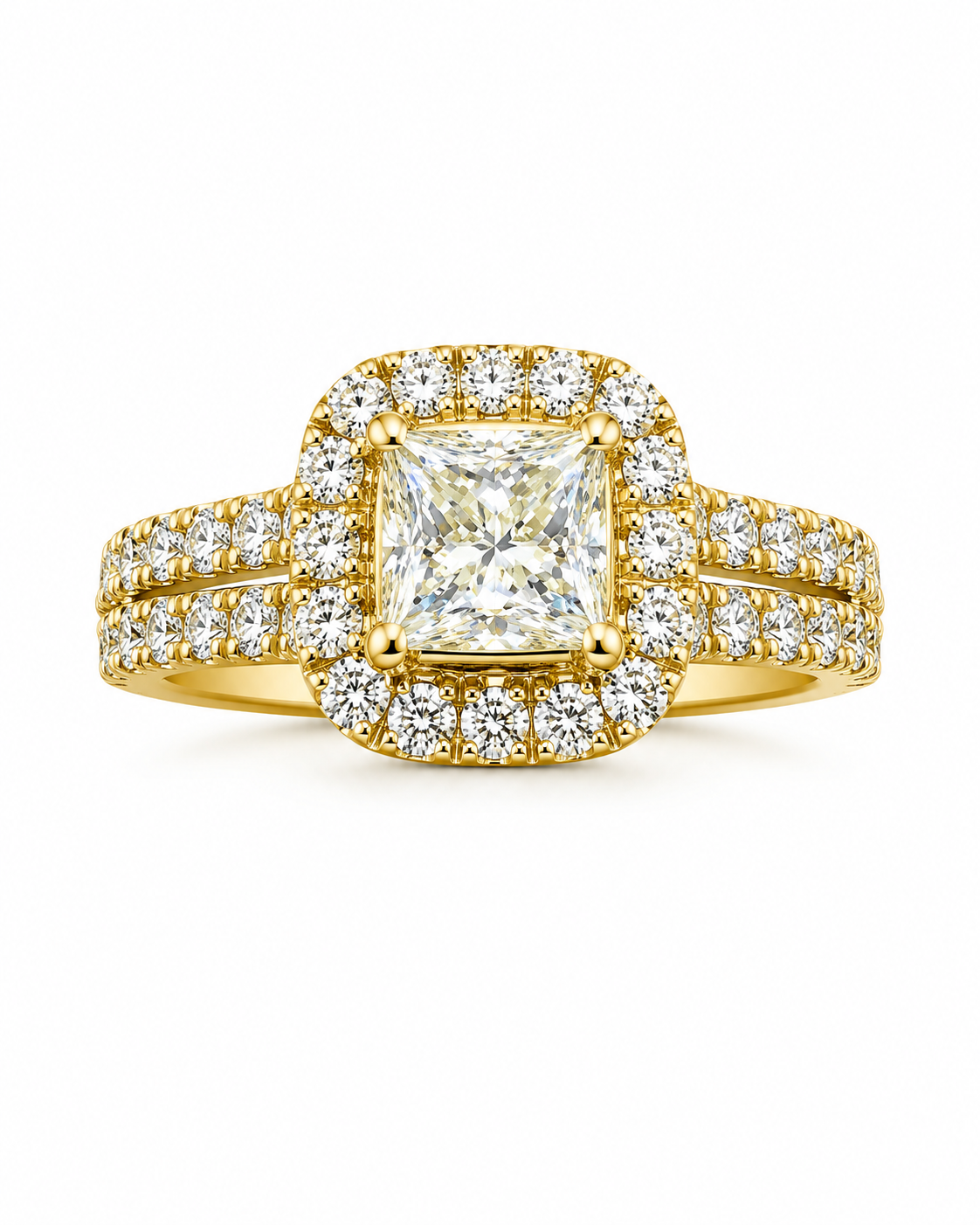 14K Yellow Gold Women's Ring Princess 1.50 ct Natural Diamond
