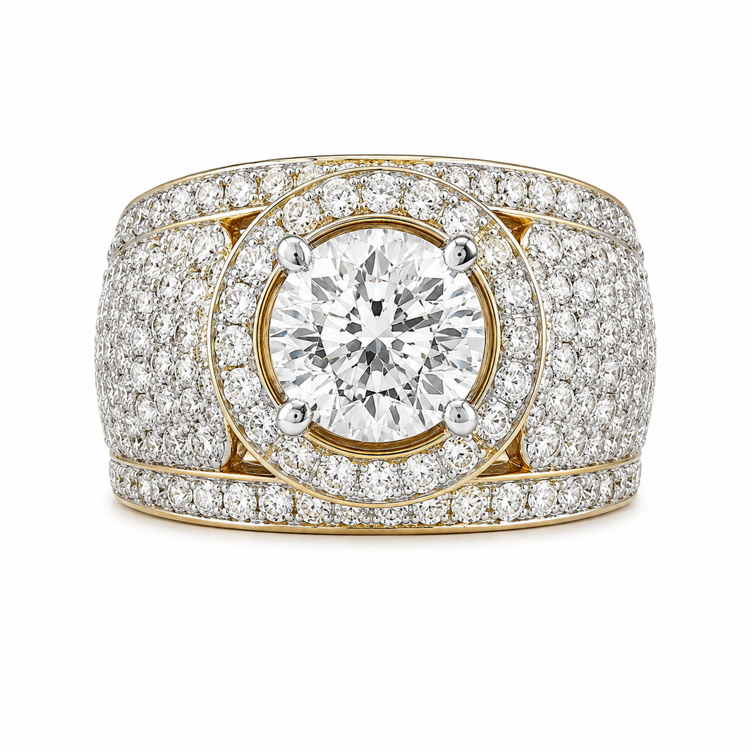 14K Yellow Gold Women's Ring 1.79 ct Natural Diamond