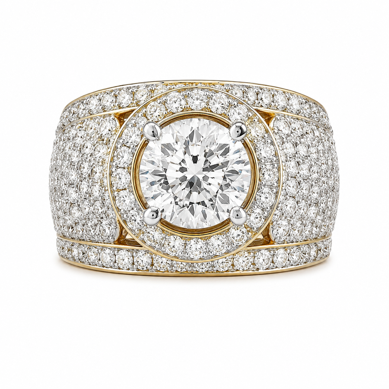 14K Yellow Gold Women's Ring 1.79 ct Natural Diamond