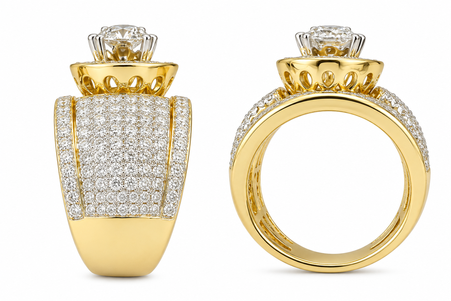 14K Yellow Gold Women's Ring 1.79 ct Natural Diamond