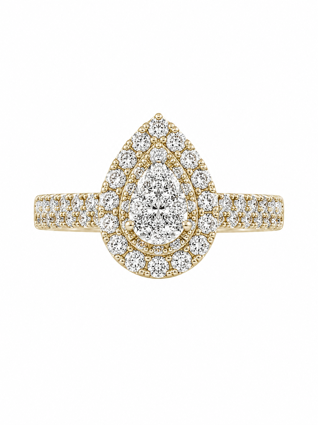 14K Yellow Gold Ring Pear 1.25 ct Natural Diamond