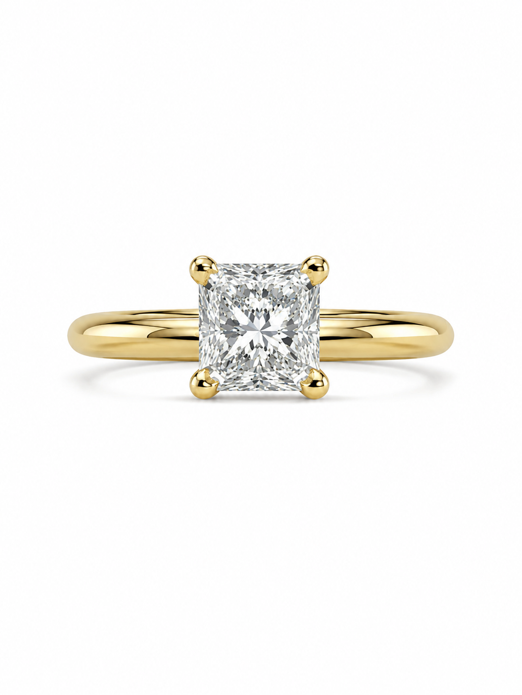 14K Yellow Gold Women's Ring Princess 0.91 ct Natural Diamond