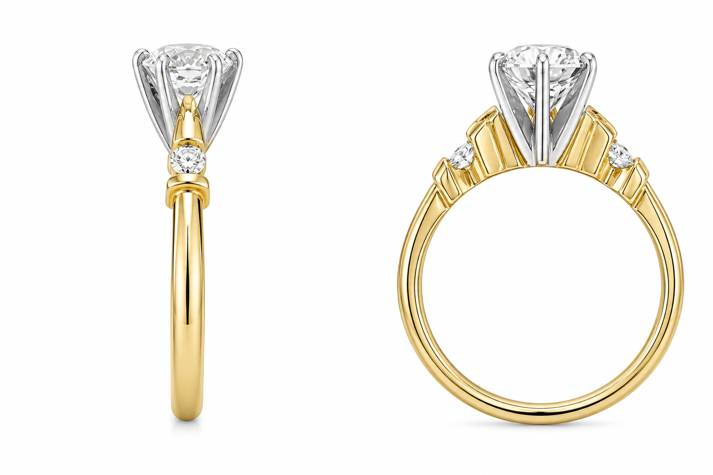 14K Yellow Gold Women’s Ring Round 1.08 ct Natural Diamond