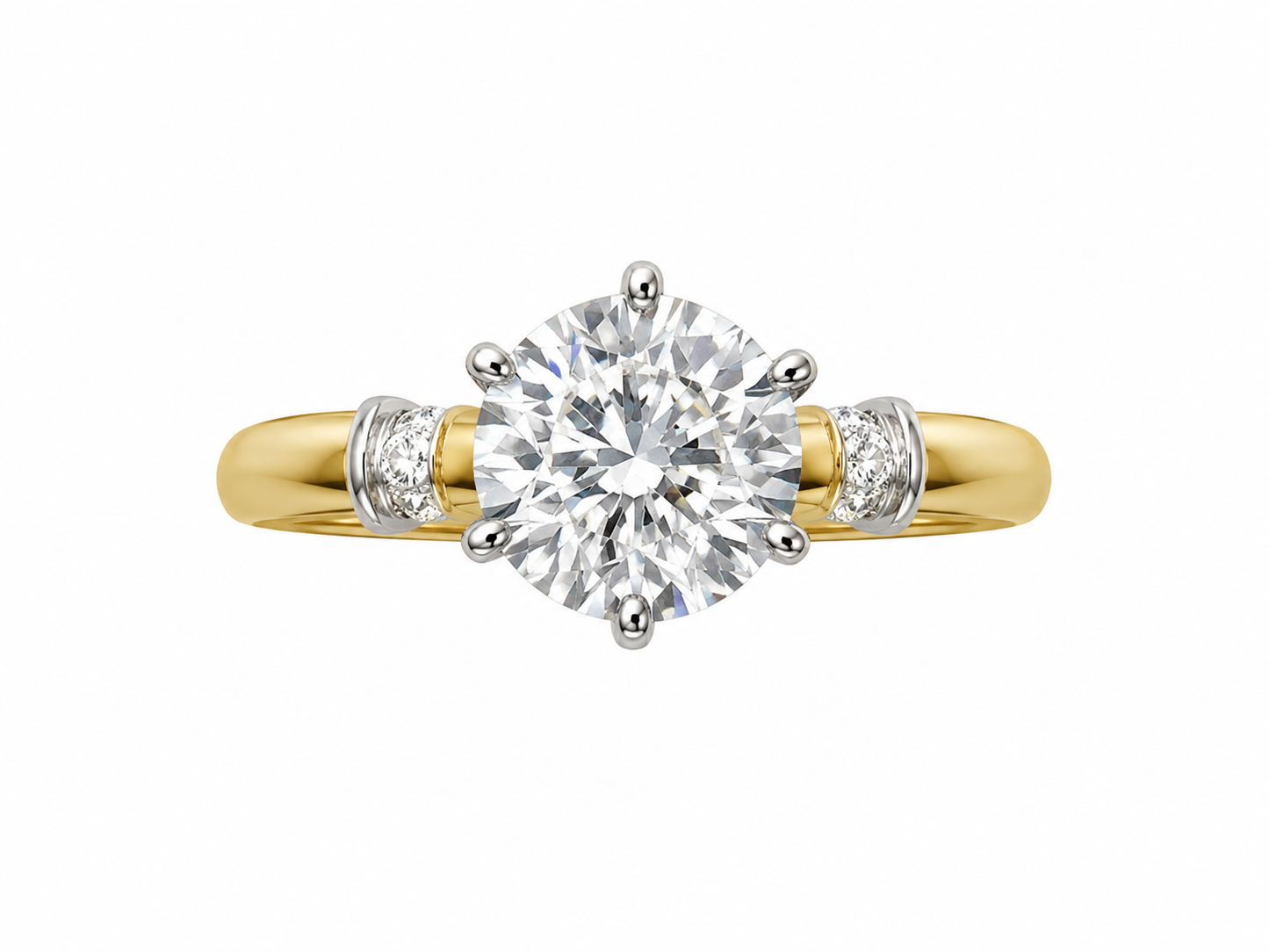 14K Yellow Gold Women’s Ring Round 1.08 ct Natural Diamond