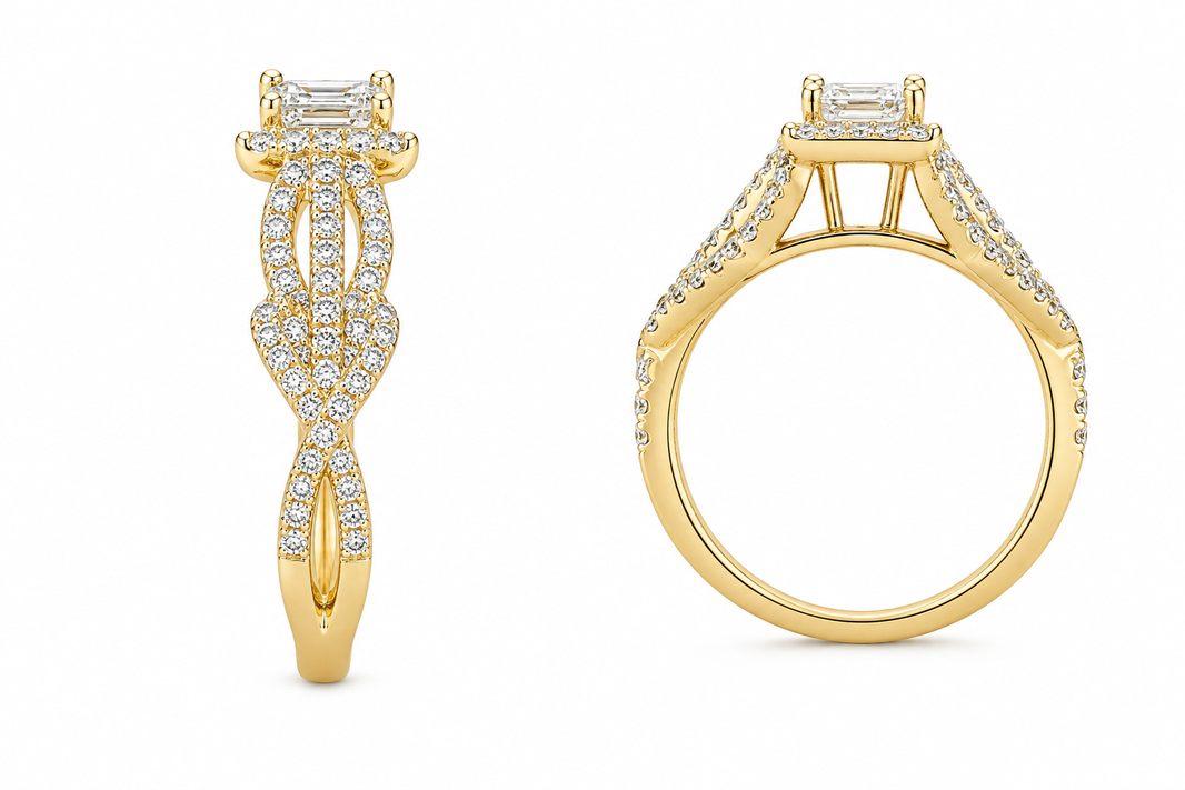 14K Yellow Gold Women's Ring 0.90 ct Natural Diamond