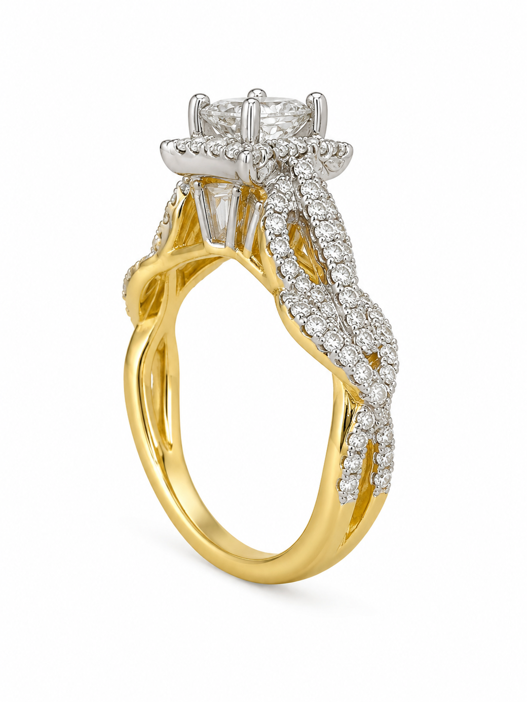 14K Yellow Gold Women's Ring 0.90 ct Natural Diamond