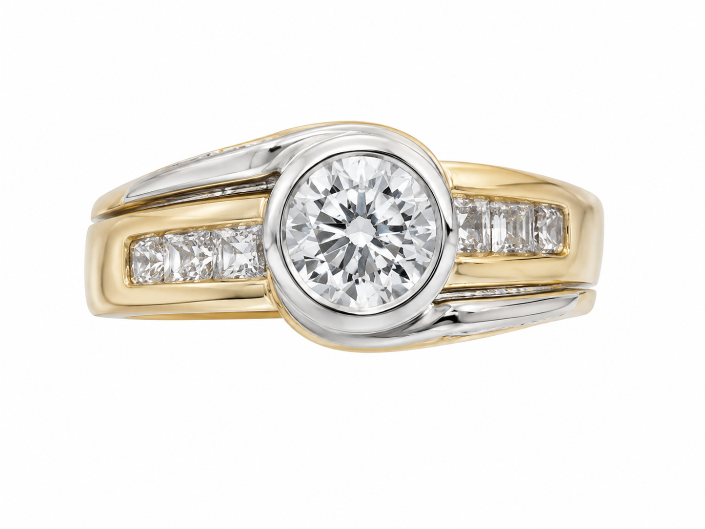 14K Two-Tone Gold Women's Ring 0.70 ct Natural Diamond