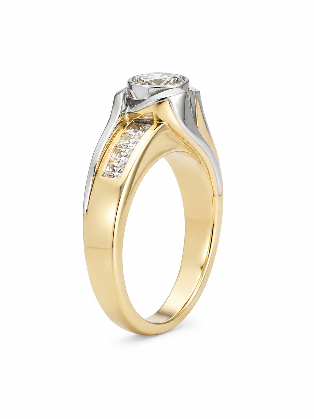 14K Two-Tone Gold Women's Ring 0.70 ct Natural Diamond