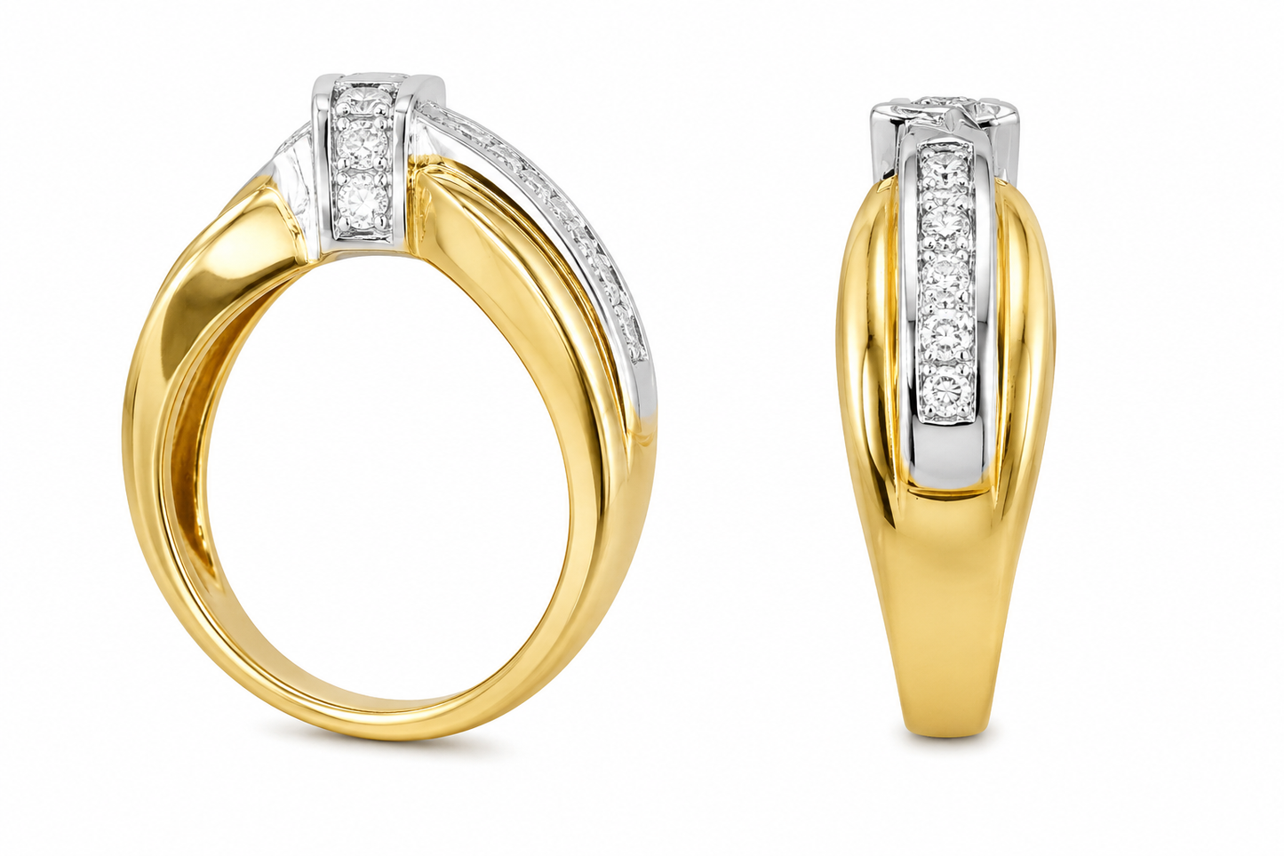 14K Two-Tone Gold Women's Ring 1.22 ct Princess Natural Diamond
