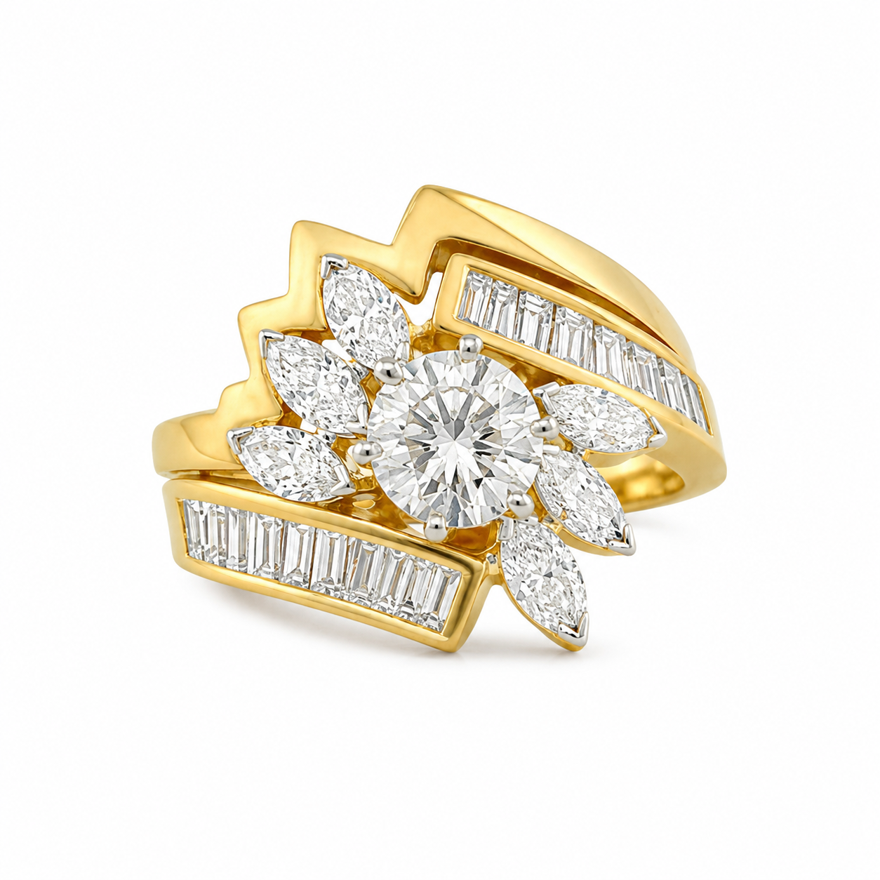 14K Yellow Gold Women's Ring Round 1.00 ct Natural Diamond