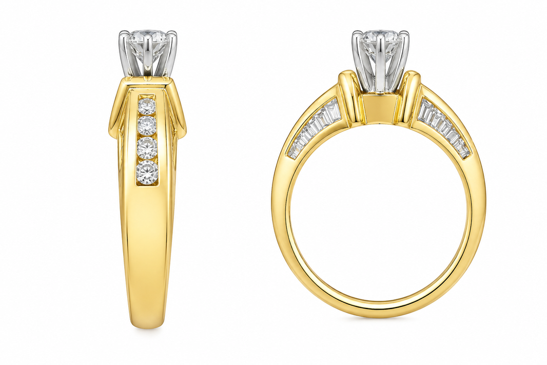 14K Yellow Gold Women's Wedding Ring Round 0.75 ct Natural Diamond