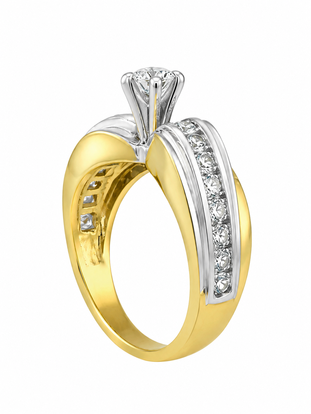 14K Two-Tone Gold Women's Ring Wedding 1.00 ct Natural Diamond