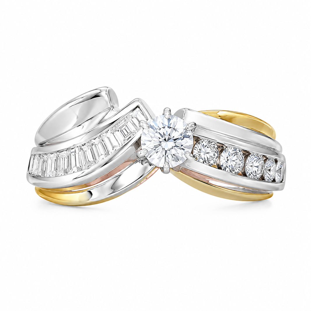 14K Two-Tone Gold Women's Ring Wedding 1.00 ct Natural Diamond