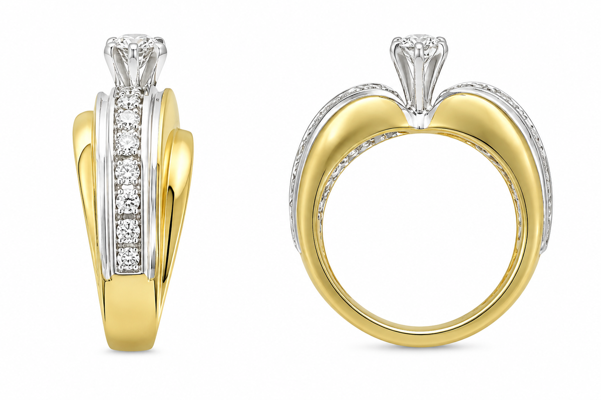 14K Two-Tone Gold Women's Ring Wedding 1.00 ct Natural Diamond