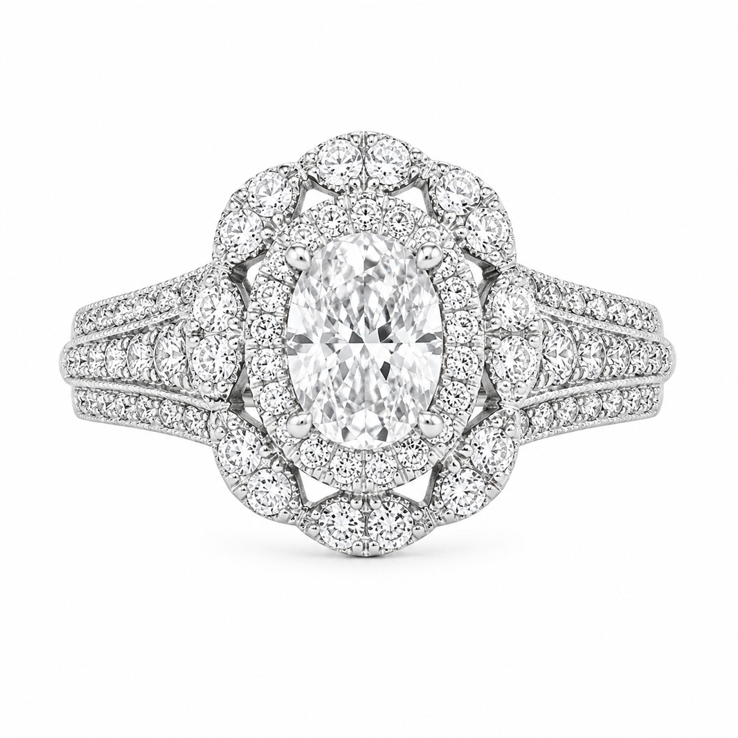 10K Yellow Gold Ring Oval 1.24 ct Natural Diamond