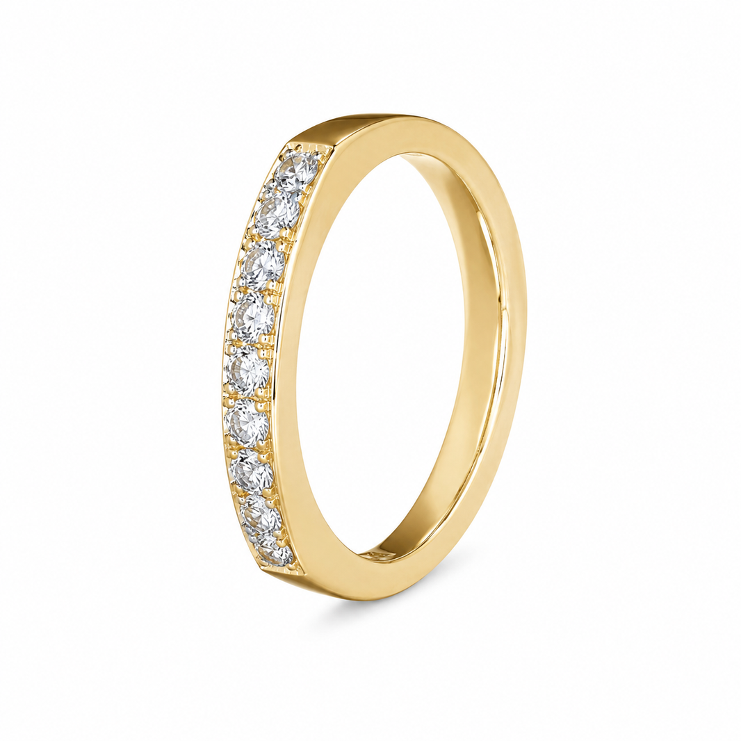 14K Yellow Women’s Gold Band European Shank 0.10 ct Natural Diamond