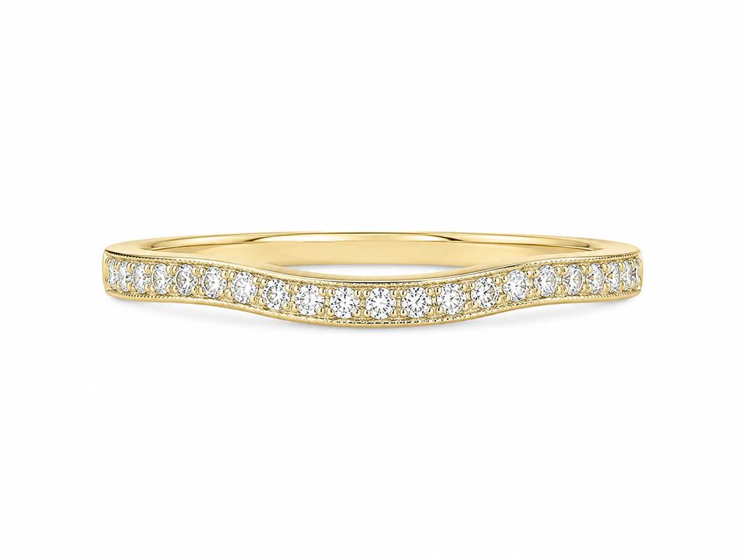 10K Yellow Gold Women's Band 0.12 ct Natural Diamond