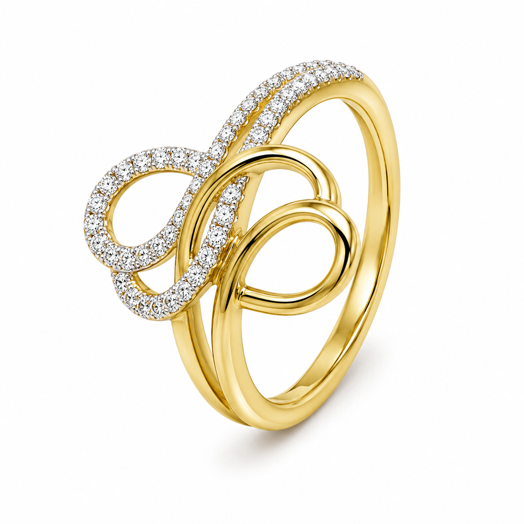 14K Yellow Gold Women's Ring 0.16 ct Natural Diamond