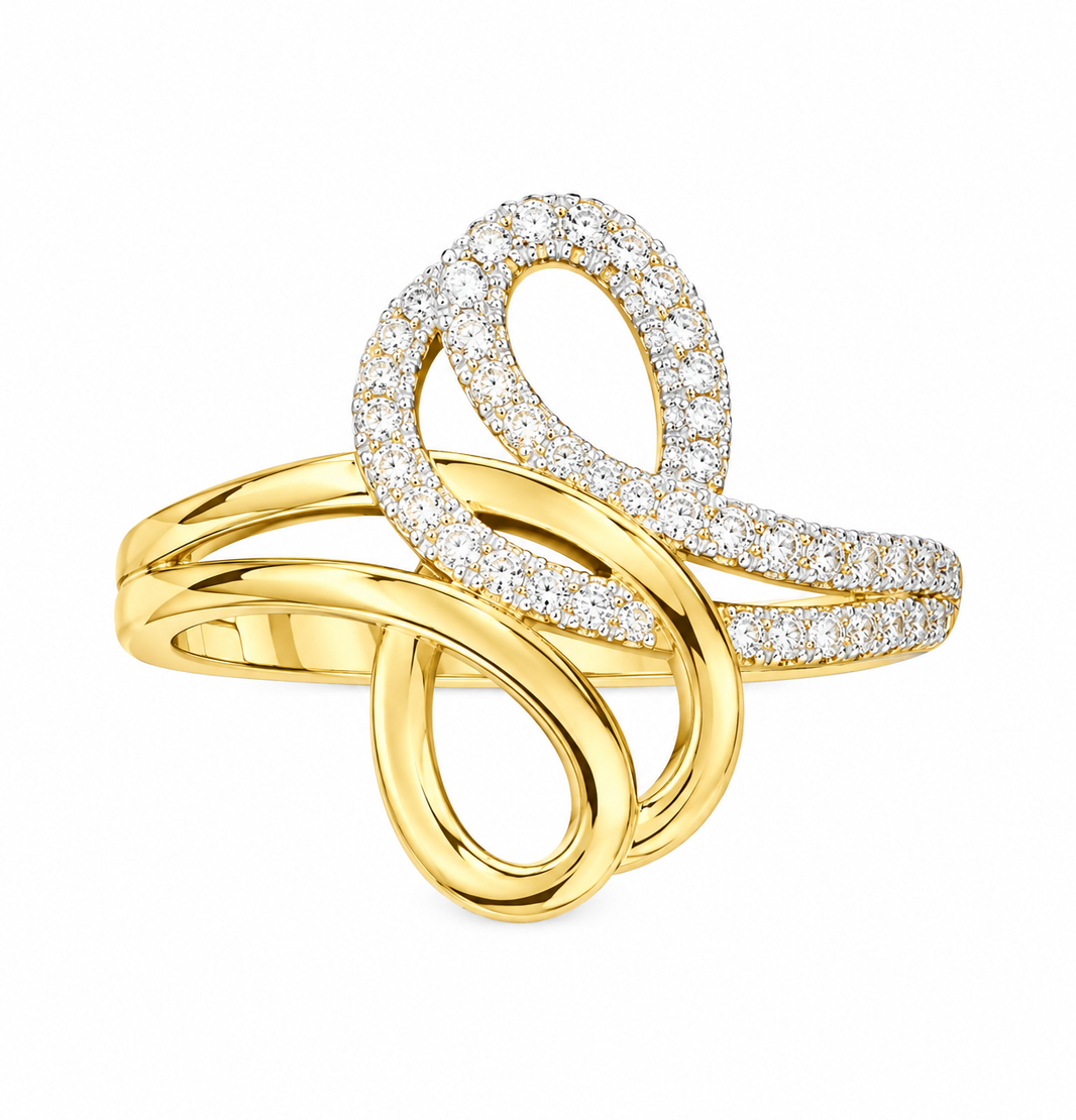 14K Yellow Gold Women's Ring 0.16 ct Natural Diamond