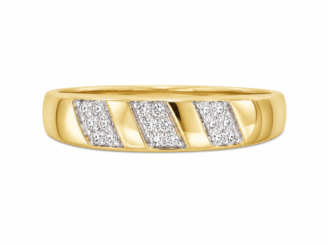 10K Yellow Gold Band 0.10 ct Natural Diamond