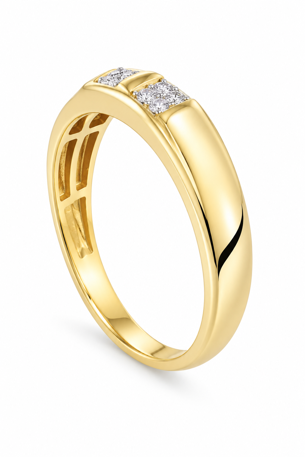 10K Yellow Gold Band 0.10 ct Natural Diamond