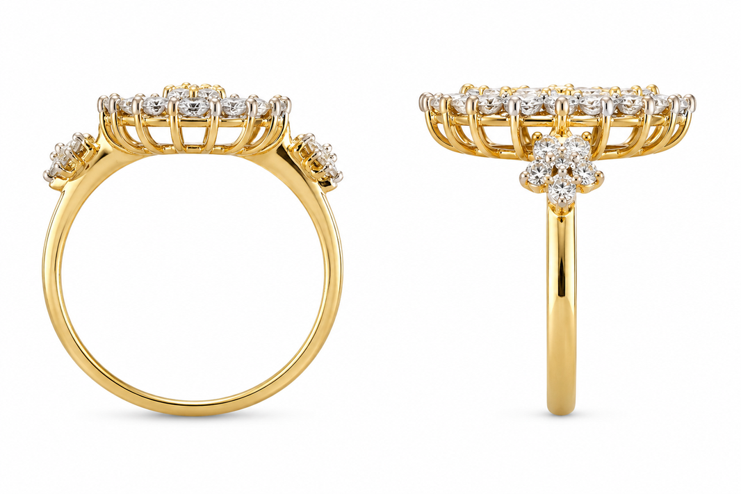 10K Yellow Gold Women's “Mother Mary” Ring 0.25 ct Natural Diamond
