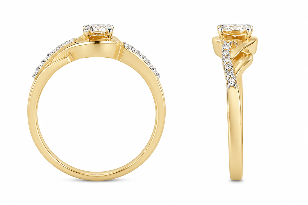10K Yellow Gold Women's Ring 0.12 ct Natural Diamond