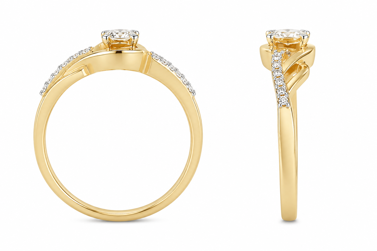 10K Yellow Gold Women's Ring 0.12 ct Natural Diamond