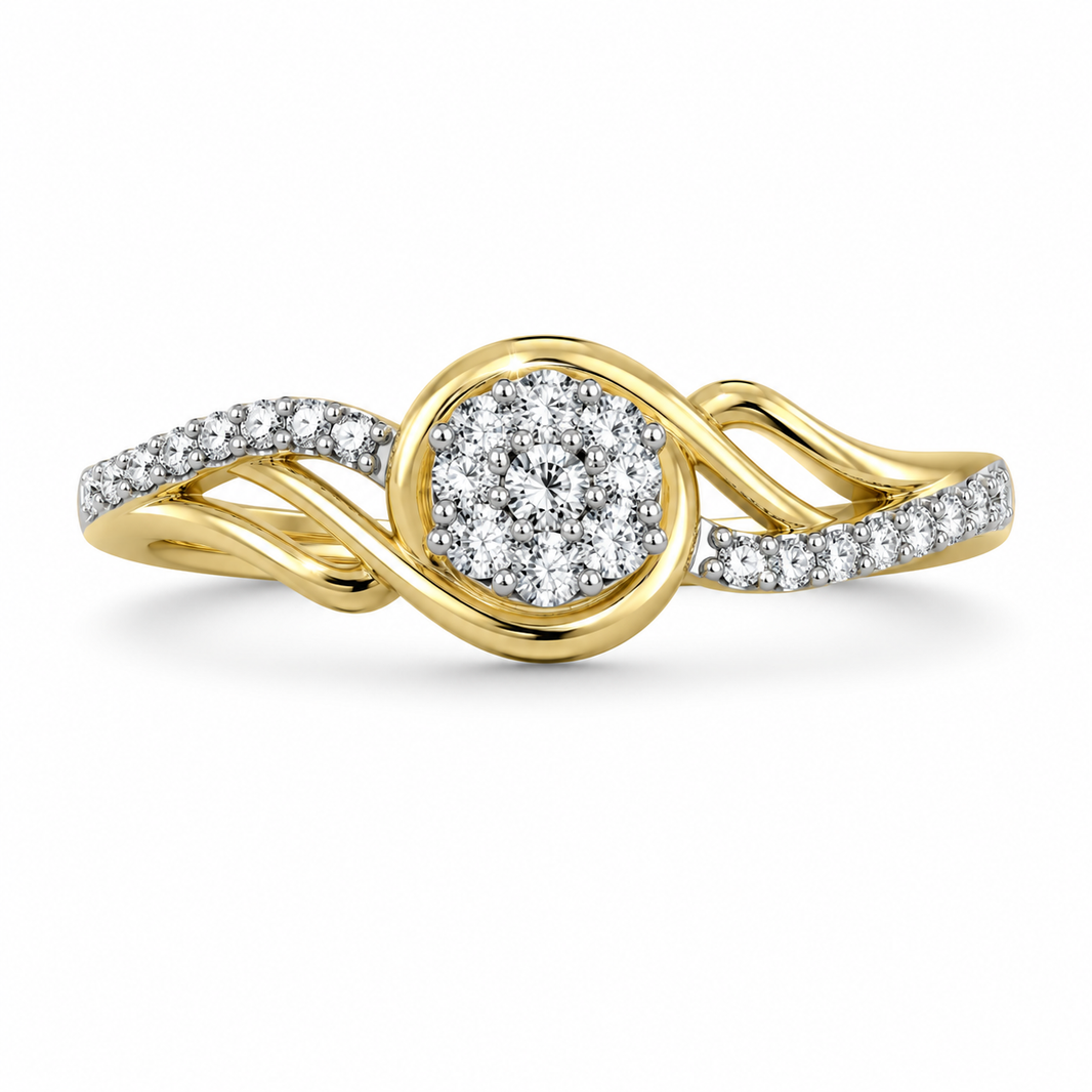10K Yellow Gold Women's Ring 0.12 ct Natural Diamond
