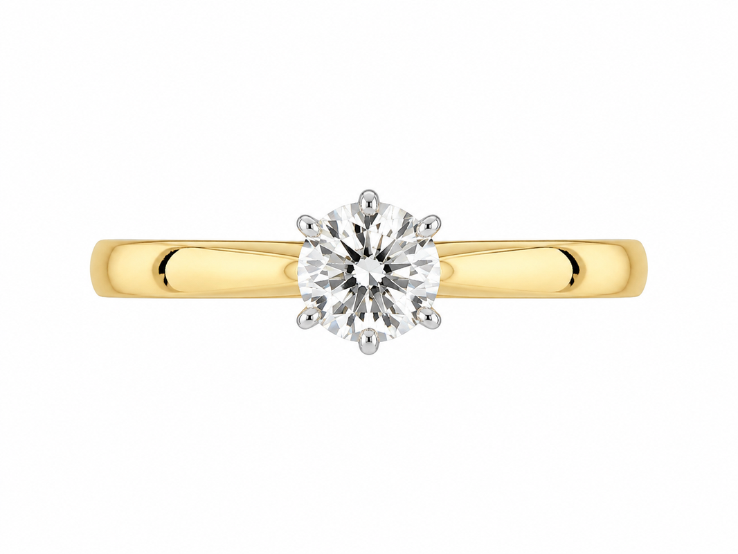 14K Yellow Gold Women's Ring Round 0.25 ct Natural Diamond