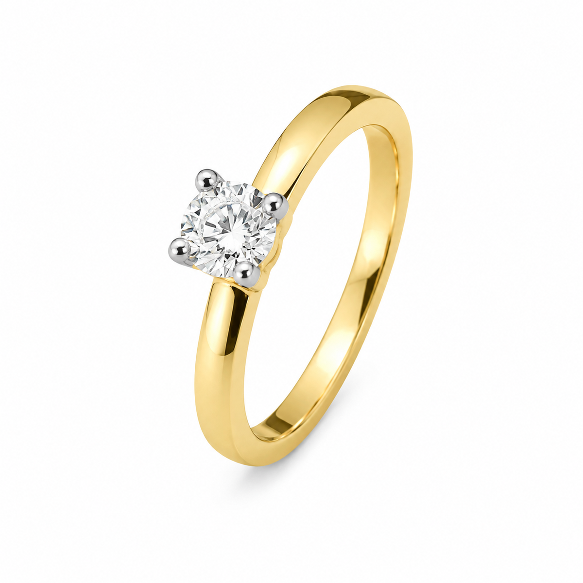 14K Yellow Gold Women's Ring Round 0.25 ct Natural Diamond