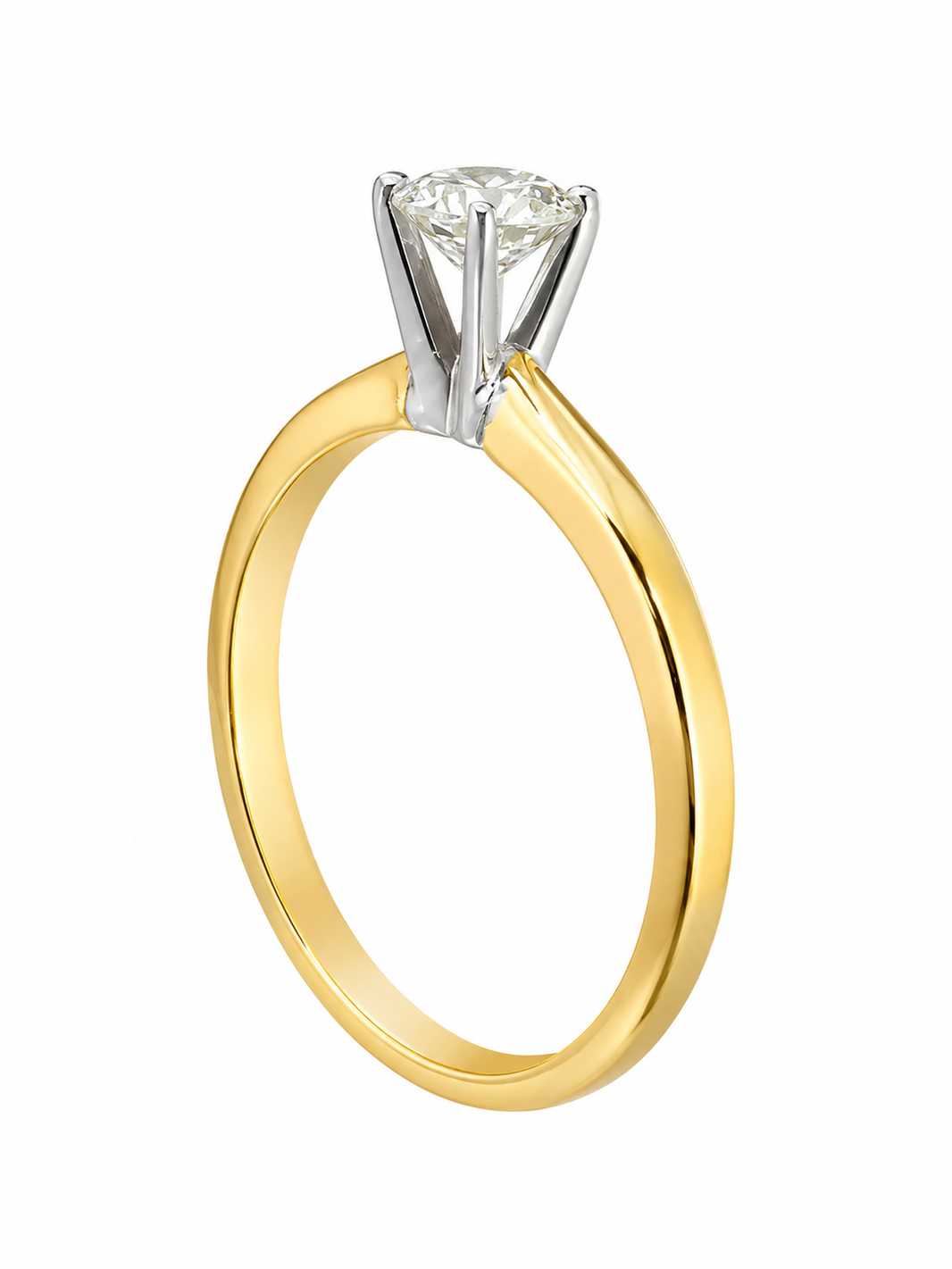 14K Yellow Gold Women's Ring Round 0.25 ct Natural Diamond