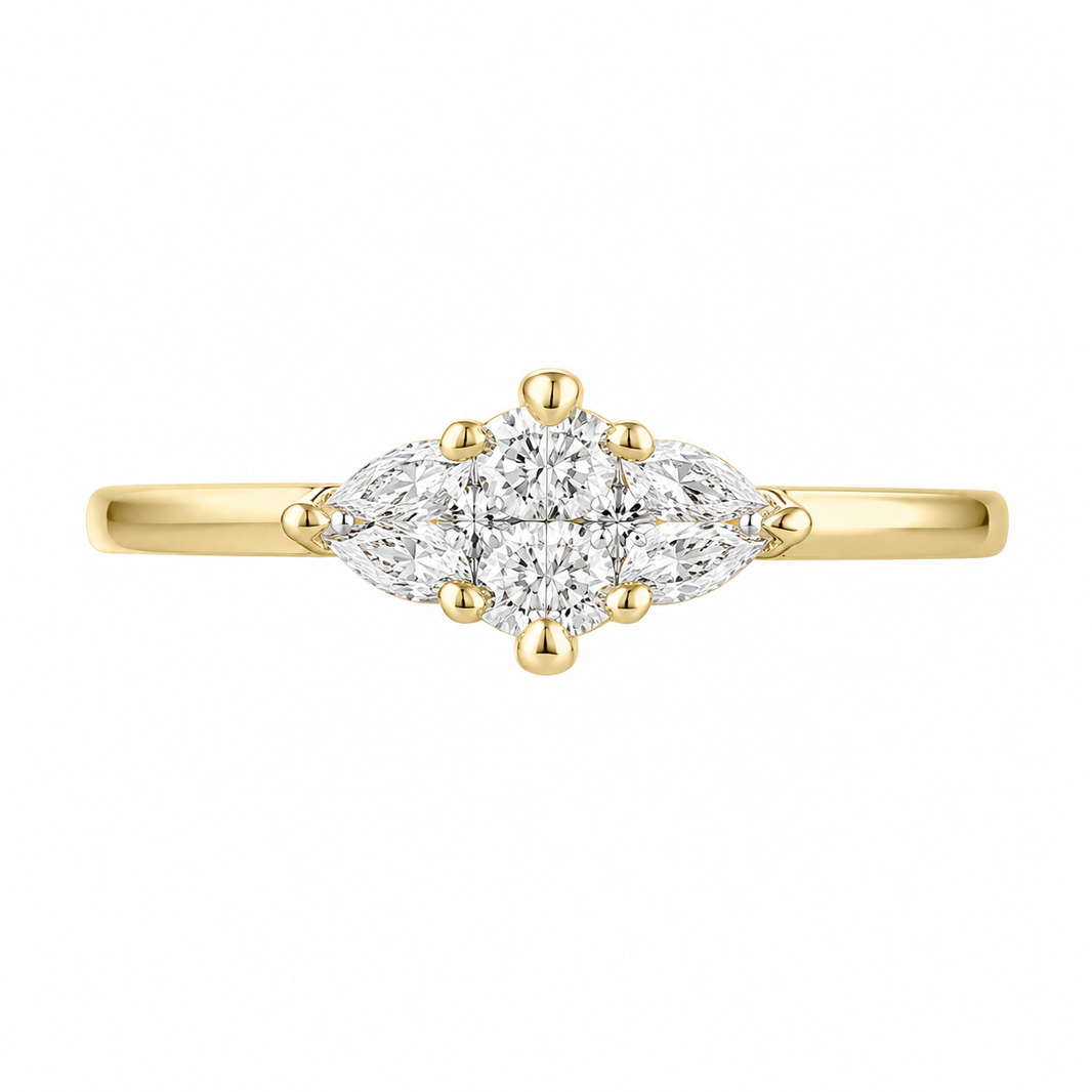 14K White Gold Women's Ring Marquise 0.75 ct Natural Diamond
