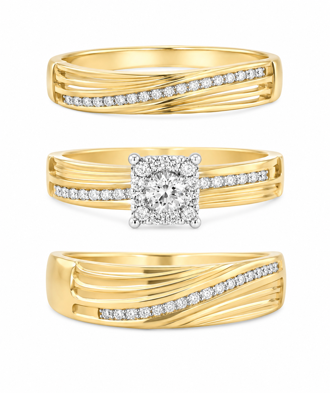 10K Yellow Gold Wedding Set 0.33 ct Natural Diamond