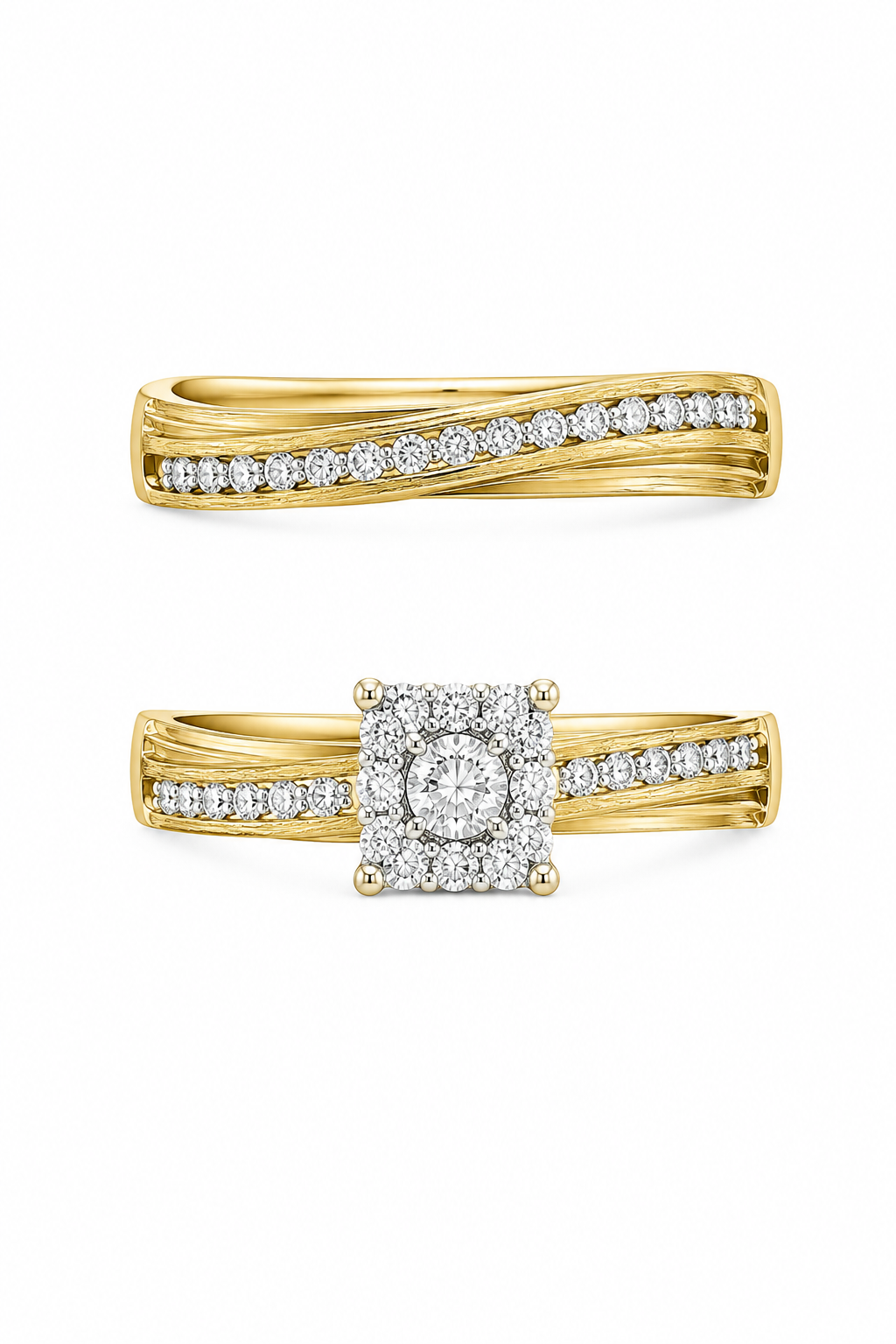 10K Yellow Gold Wedding Set 0.33 ct Natural Diamond